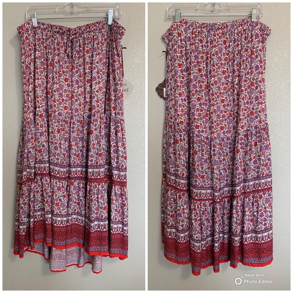 Knox Rose 2-Piece Matching Blouse + Skirt Set | Boho Prairie | Rebel Red | XXL - Picture 7 of 14